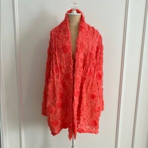 Salmon colored Floral Textured Shawl
